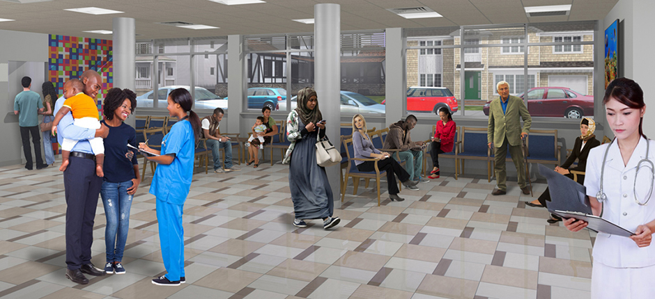 The new NYC Health + Hospitals/Gotham Health center on Staten Island is being built with prefabricated components. 