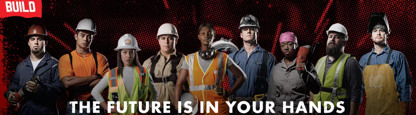 go build promo. people with text
