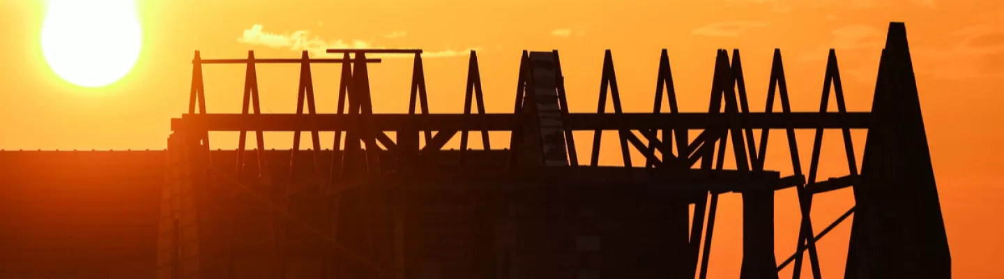 sunset over jobsite