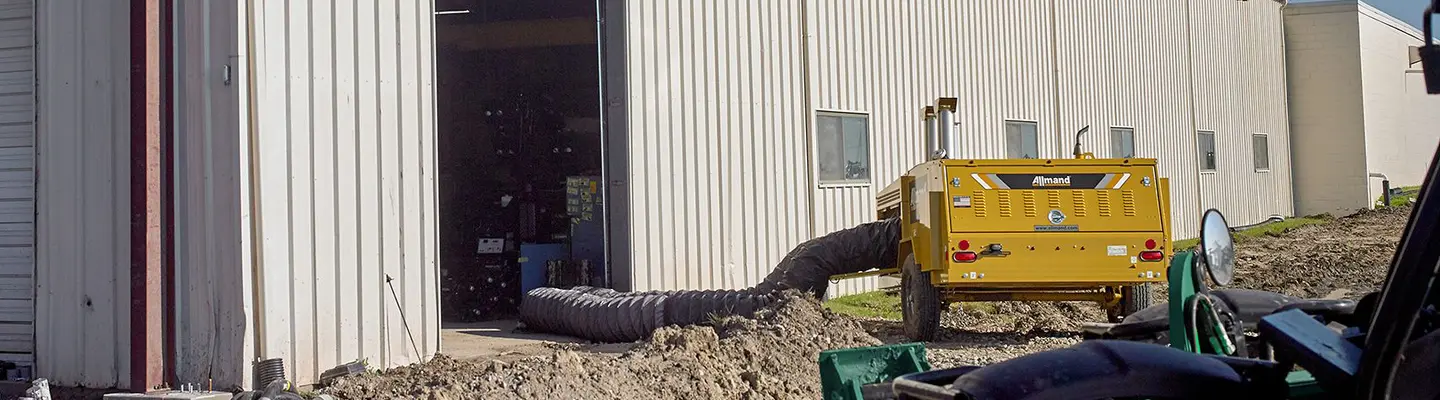Industrial heater at job site