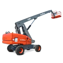 Orange and gray Skyjack boom lift