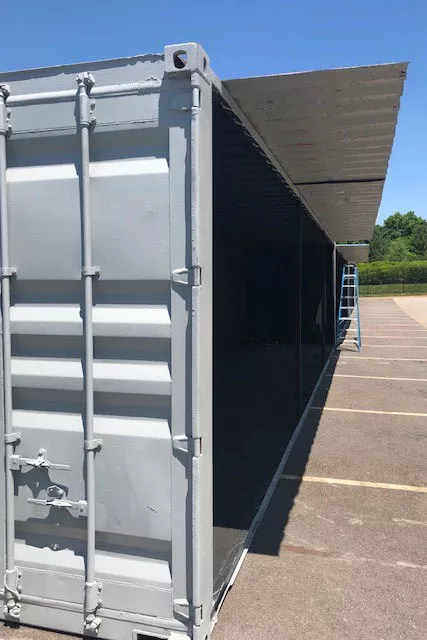 Gray modified shipping container