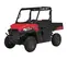 Red and black Polaris Ranger 2-seat UTV