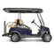 Blue and brown Clubcar Tempo electric golf cart