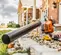 Gray and orange and black STIHL Hand-held Blower, Gas Powered