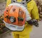 Orange and white Stihl backpack blower
