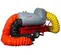 Grey and red and black and yellow FROSTFGHTR Heater, 400,000 BTU, Ducted