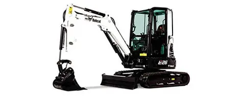 White Bobcat Mini Excavator