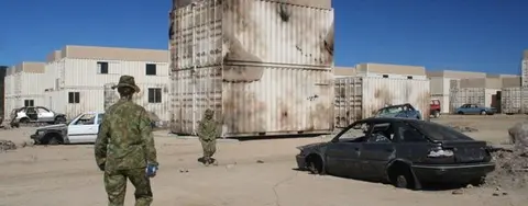 army training containers set up 