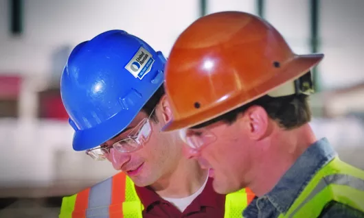 construction workers talking