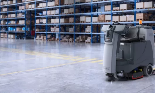 floor scrubber in warehouse