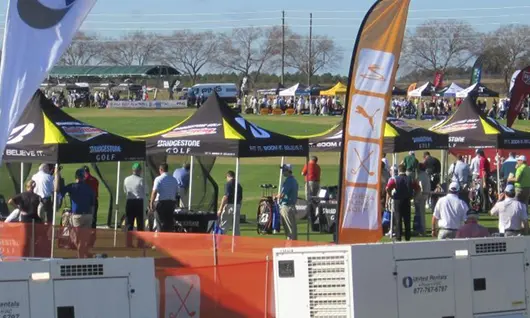 Temporary industrial tents at a golf tournament