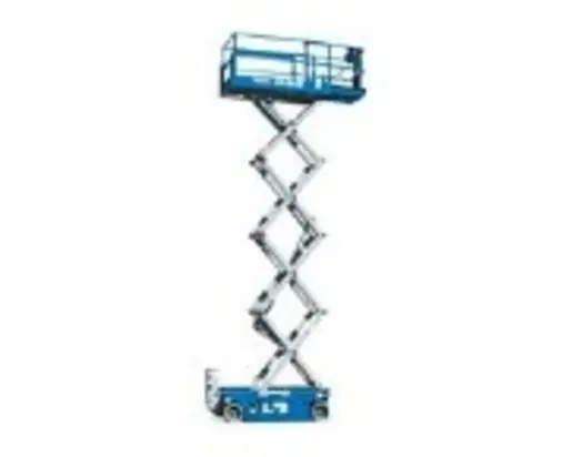 blue scissor lift extended
