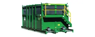 green tank with yellow railing
