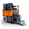 Orange and gray Husqvarna battery powered Ride-on Floor Scraper