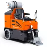 Orange and gray Husqvarna propane-powered Ride-on Floor Scraper