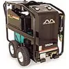 black and green pressure washer on wheels