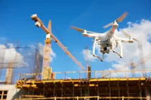drone over industrial jobsite