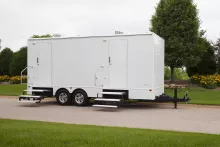 Restroom trailer on site
