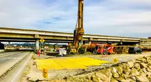 construction site with ground protection mats