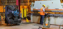 evaporative cooling fan at jobsite