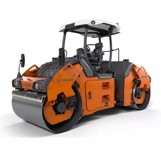Orange and black Hamm 69 in. Ride-on Double Smooth-drum Vibratory Roller