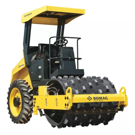 Yellow Bomag Ride-on Single Padfoot Drum Vibratory Roller