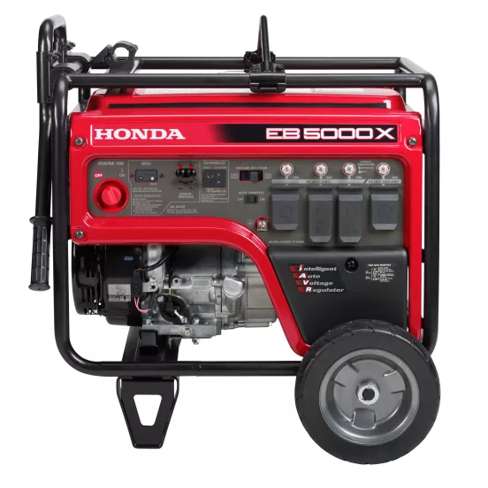 Red and black HONDA 5,000-5,400 W Portable Generator, Gas