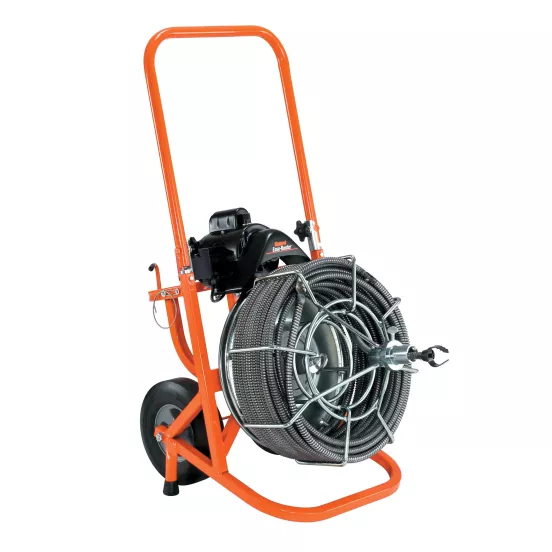 Orange and black GENERALPIPE Easy-rooter Plumbing Snake, Electric-powered, 3/4 in. X 100 ft.