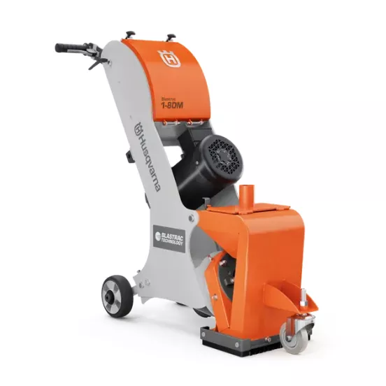 Orange Husqvarna electric Walk-Behind Shot Blaster