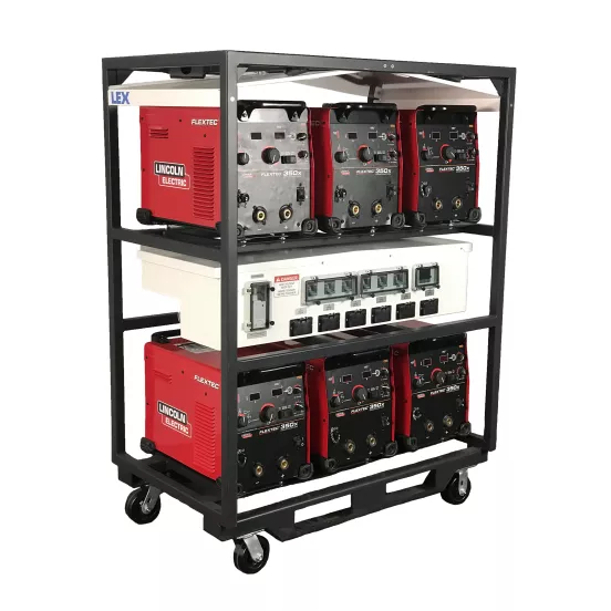 Black and red and white LEX Welder, 350 amp, 6-pack Multi-operator