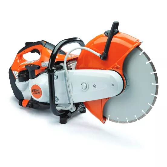 Orange, whie and black STIHL Concrete Cut-off Saw, 14 in., Gas Powered