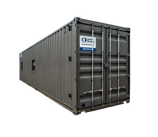 Gray GENERIC 40 ft. by 8 ft. by 9.5 ft. Ground-Level Office Container, 1 Restroom